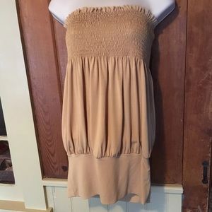Gold Satiny Strapless Top